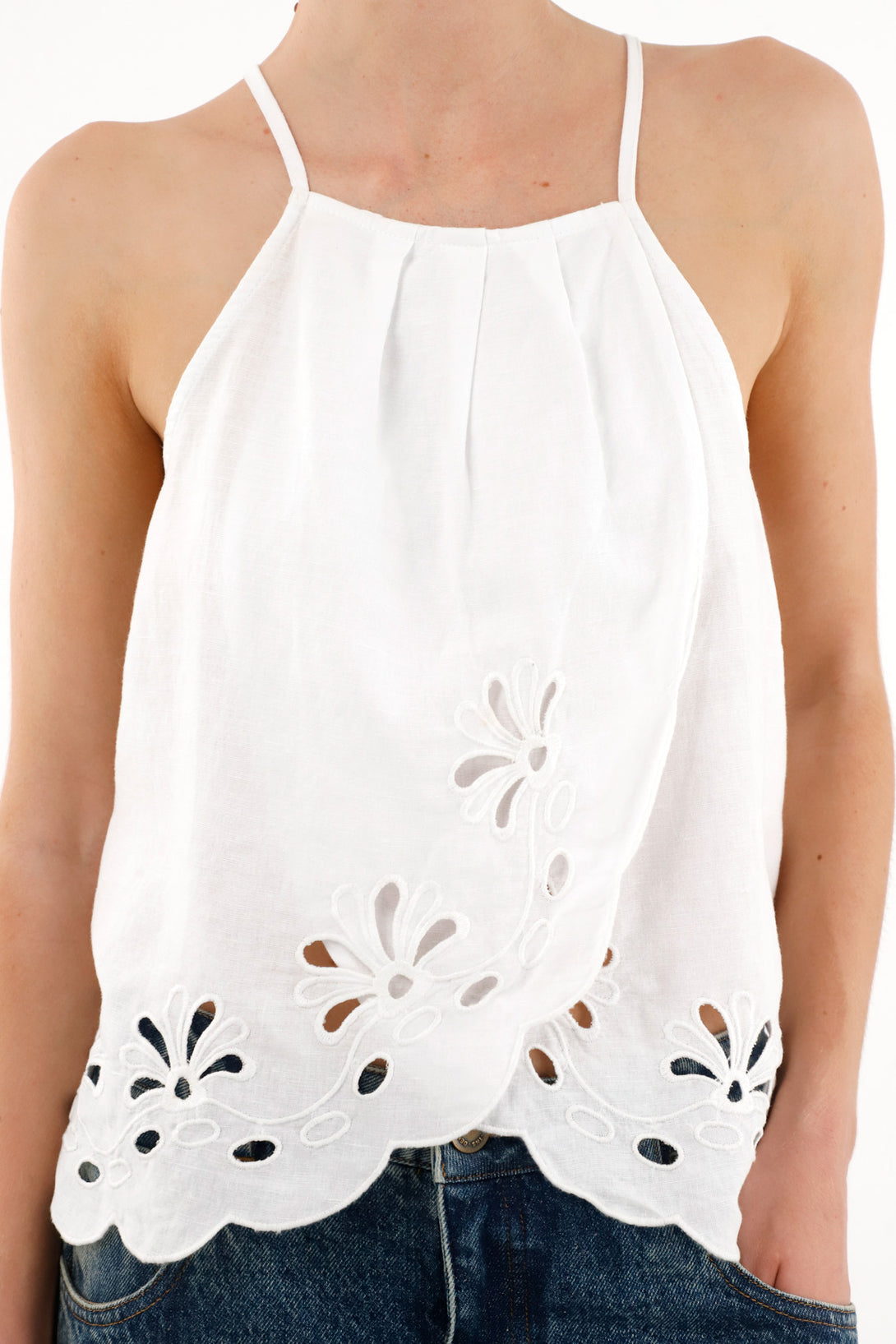 Camisa cuello halter blanca para mujer