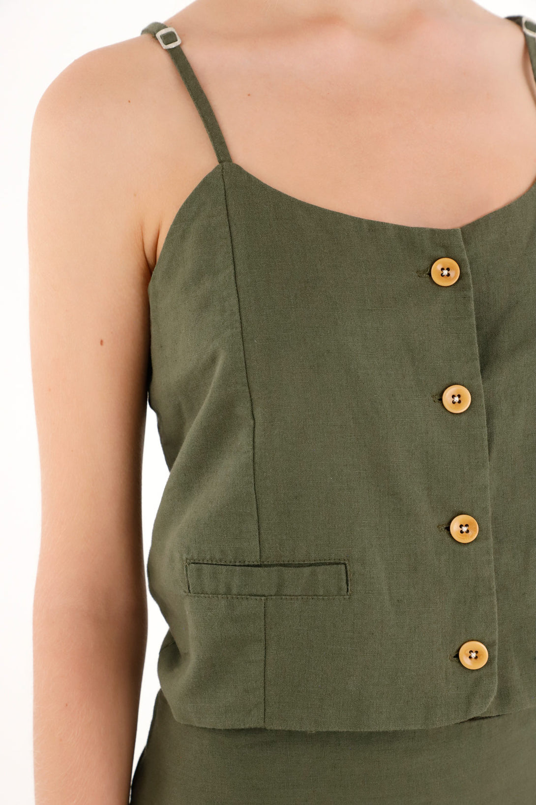 Camisa verde de tiras para mujer
