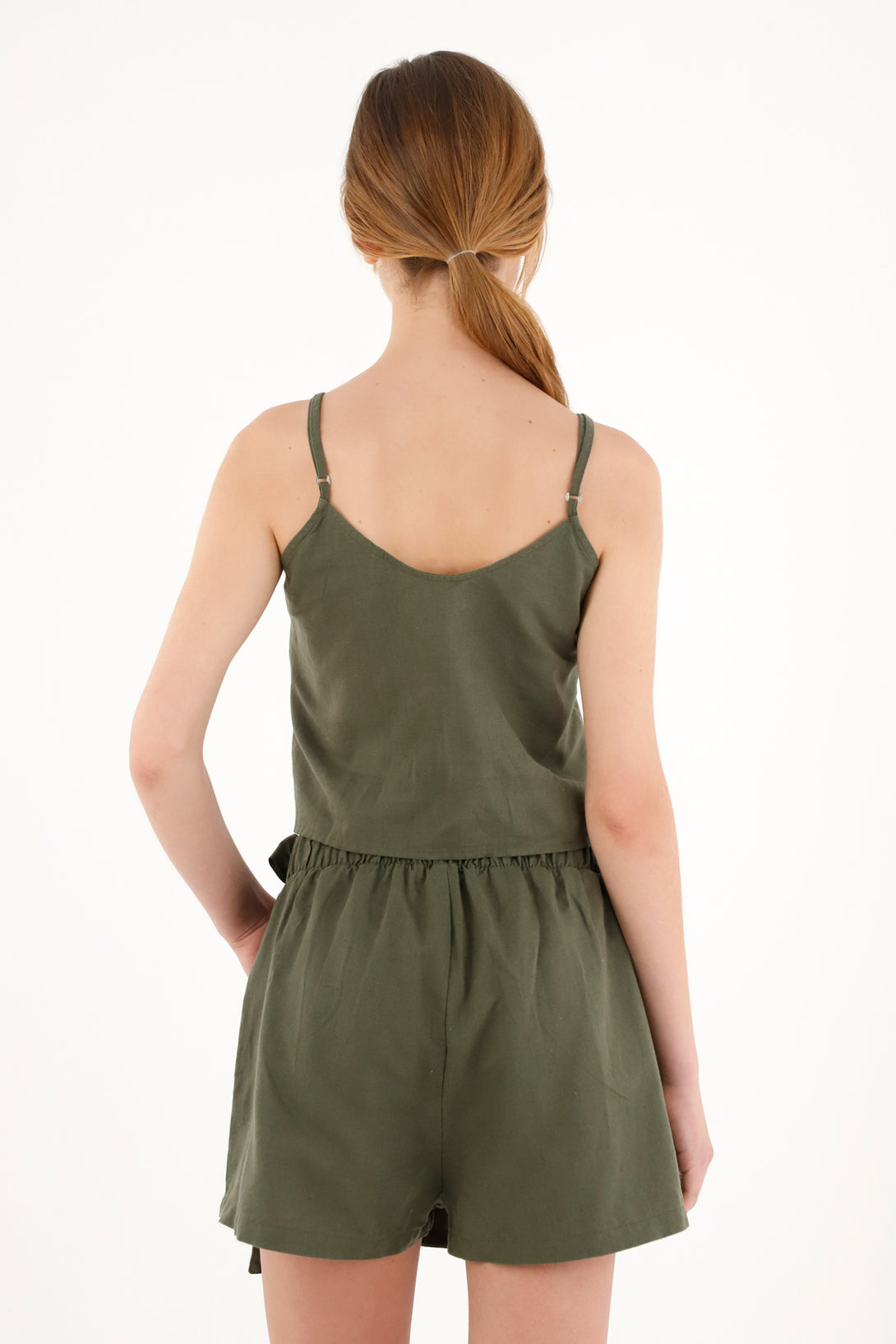 Camisa verde de tiras para mujer