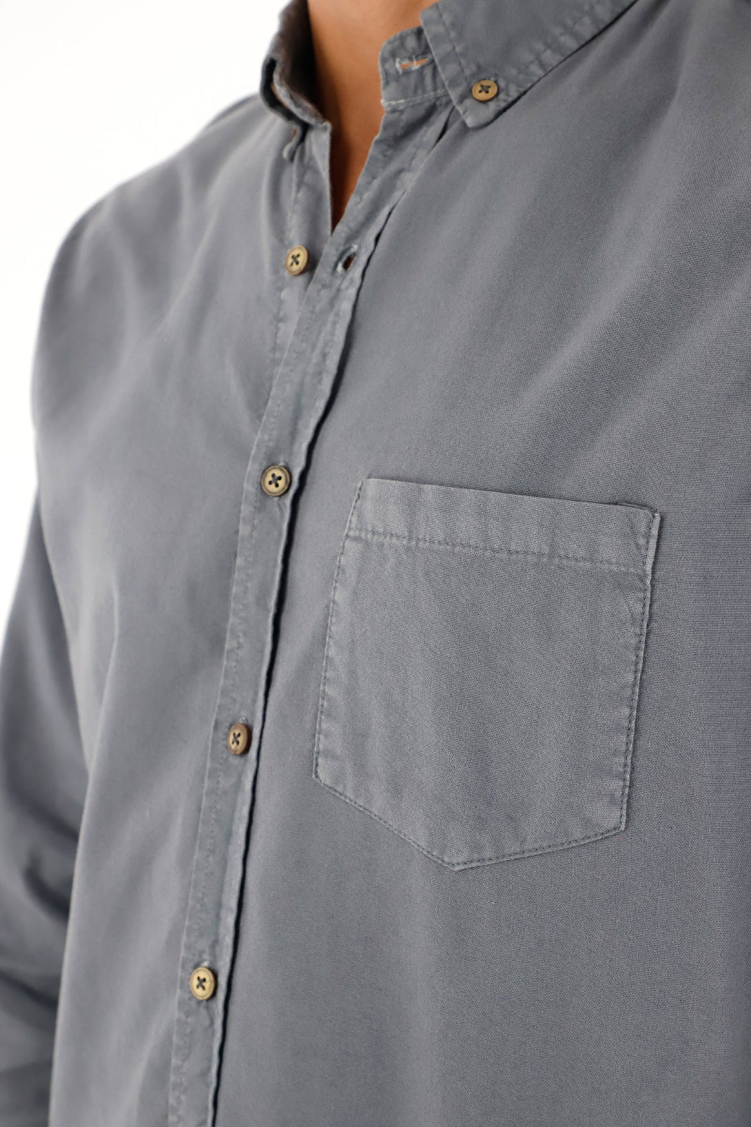 Camisa Oxford manga larga azul para hombre