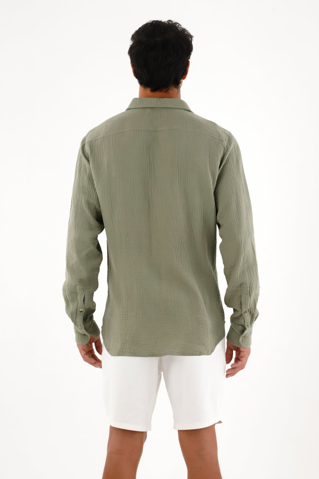 Camisa verde manga larga para hombre