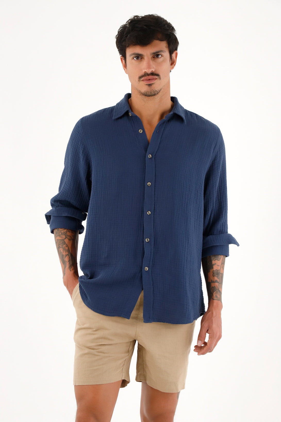 Men's Long Sleeve Blue Shirt