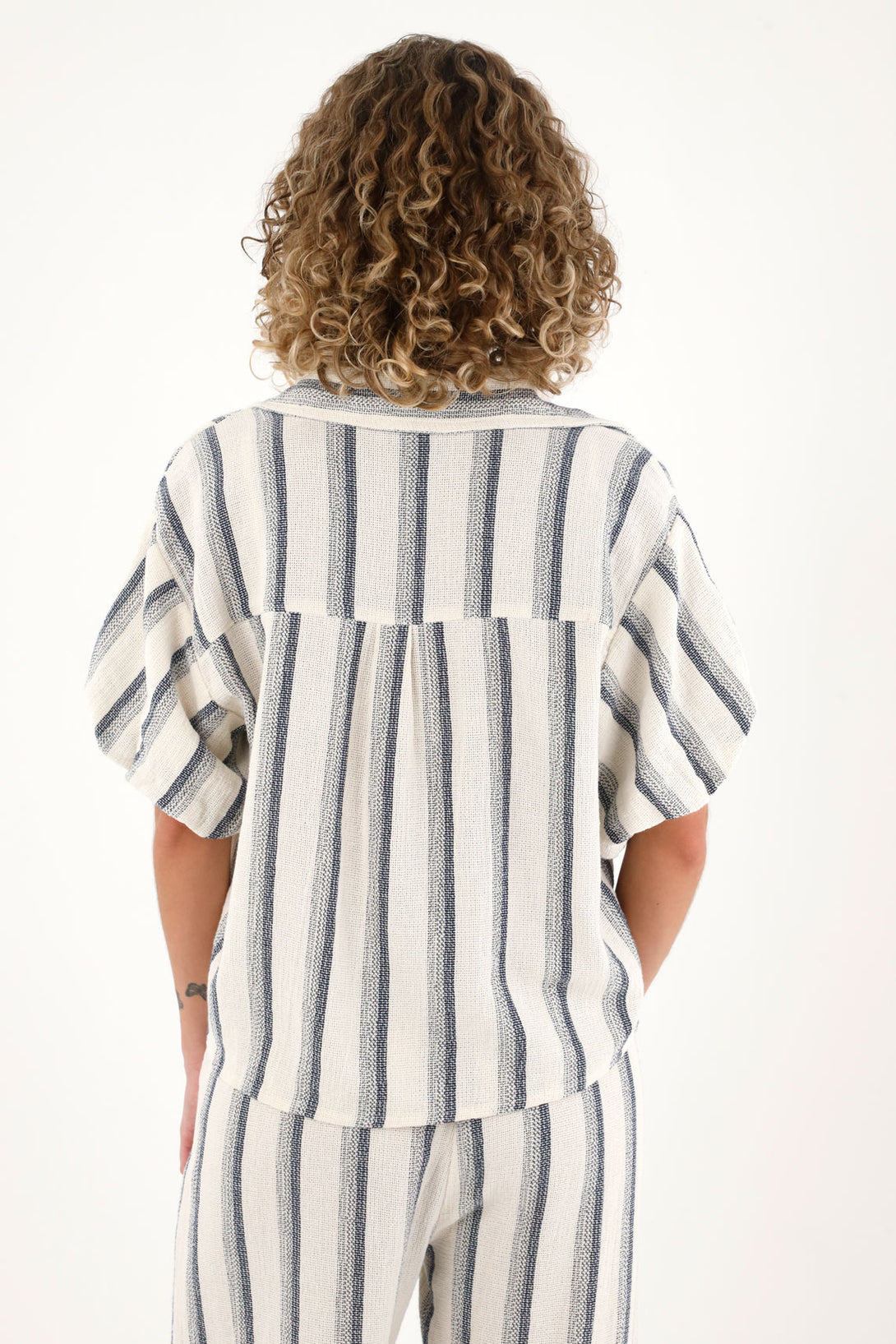 Camisa de manga con volumen a rayas para mujer