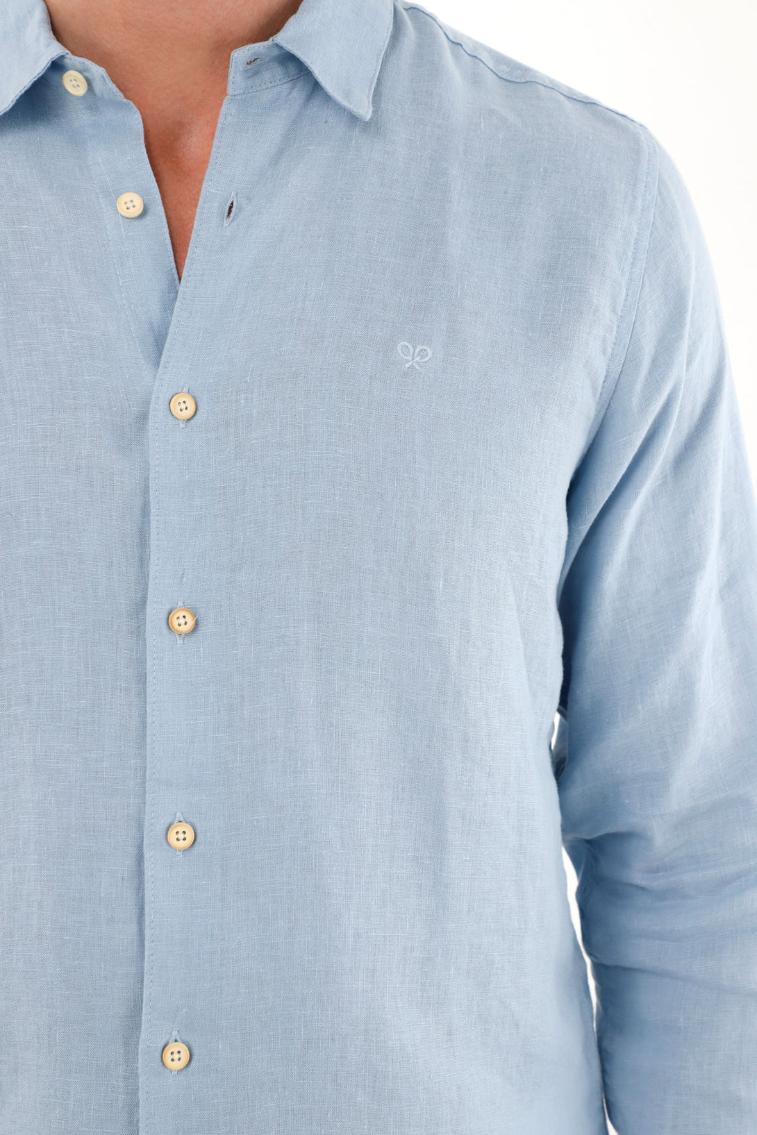 Men's Blue 100% Linen Long Sleeve Shirt