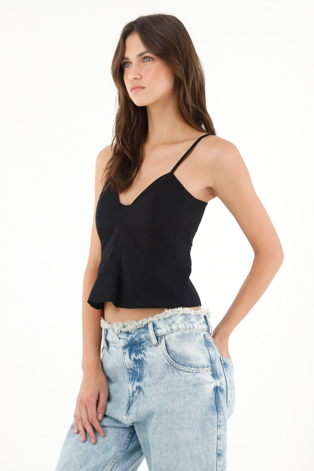 Camisa de tiras negra para mujer