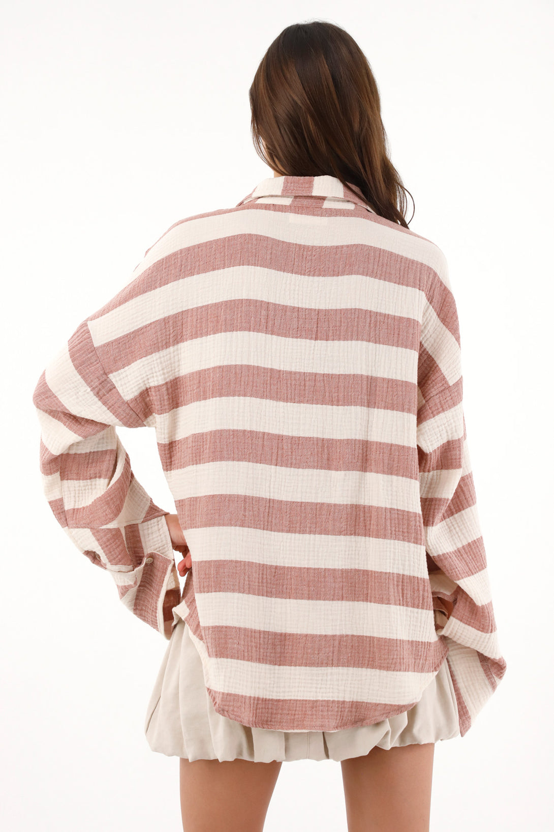 Camisa con estampado a rayas amplia para mujer