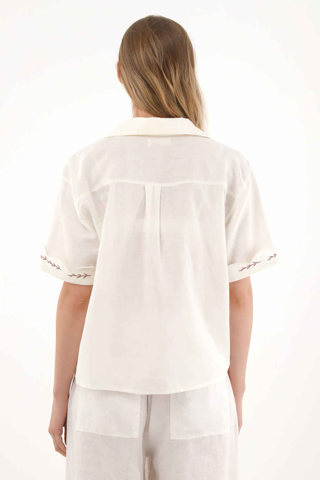 Camisa manga corta con estampado de peces para mujer