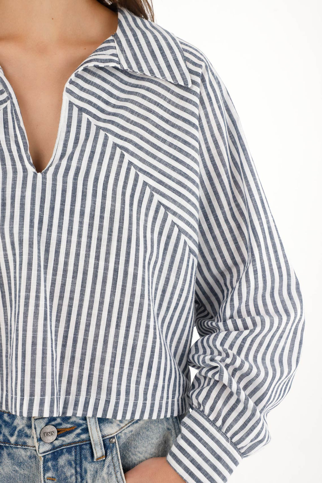 Women's Striped Long Sleeve Poplin Shirt
