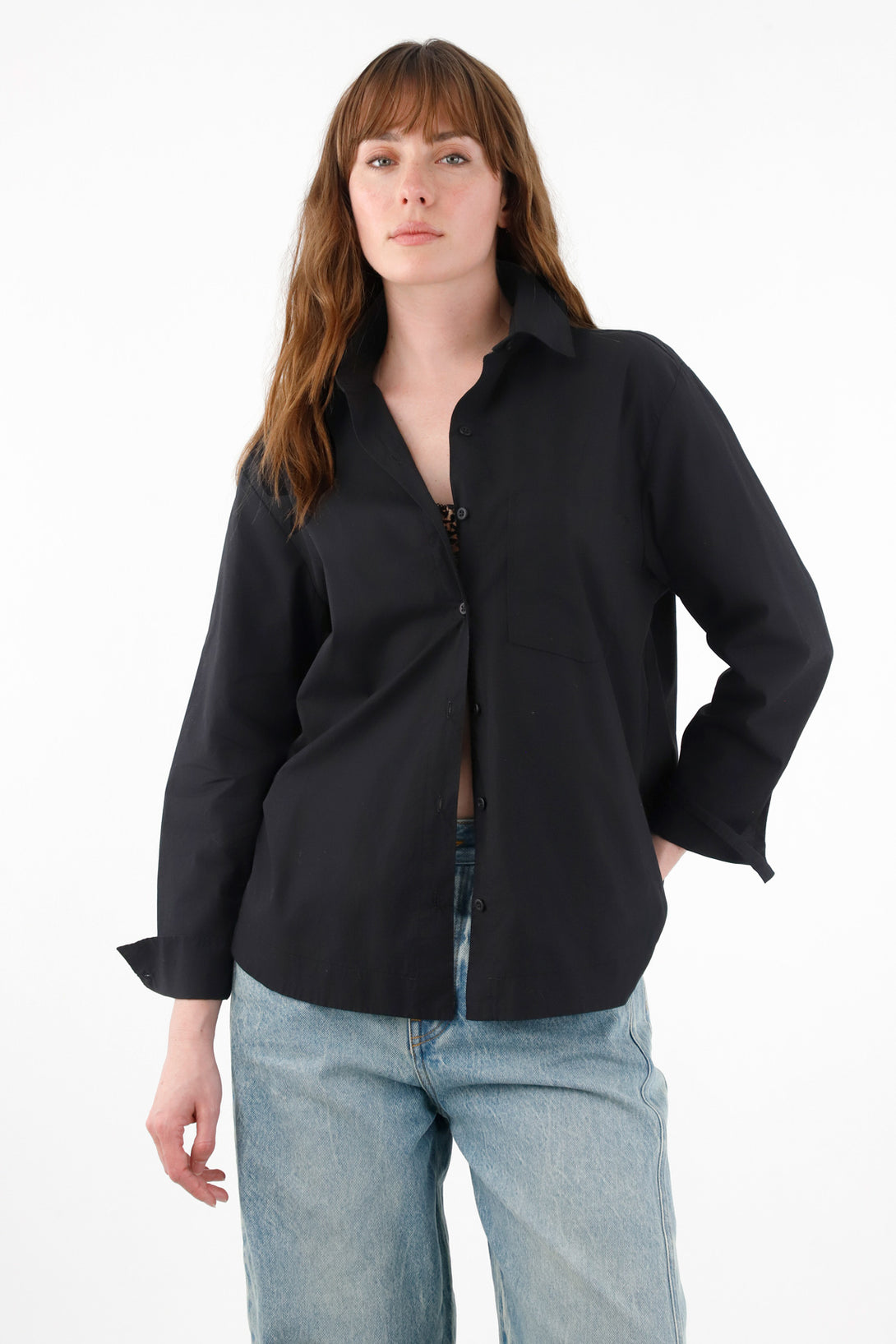 Women's Black 100% Cotton Oversized Shirt