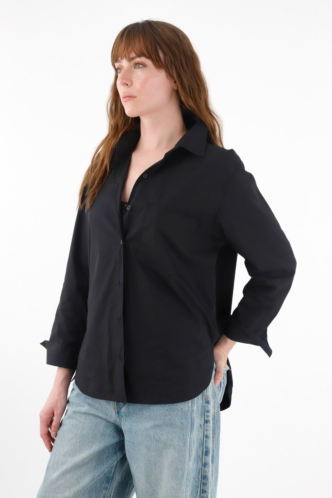 Women's Black 100% Cotton Oversized Shirt