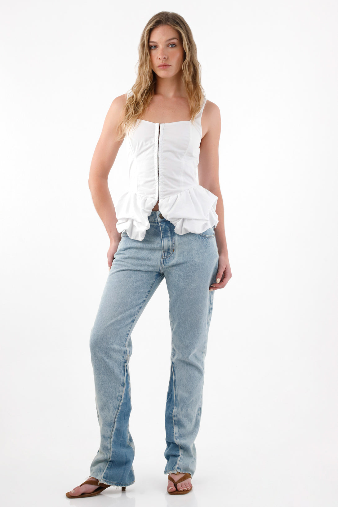 Women's White Corset-Style Strap Shirt