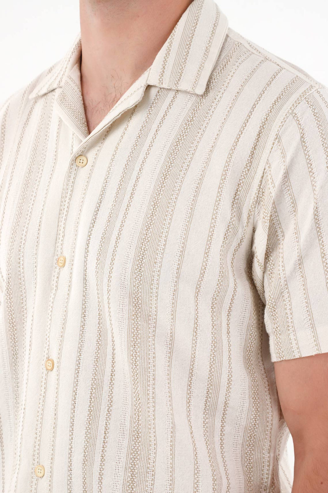 Men's Short Sleeve Cream Shirt
