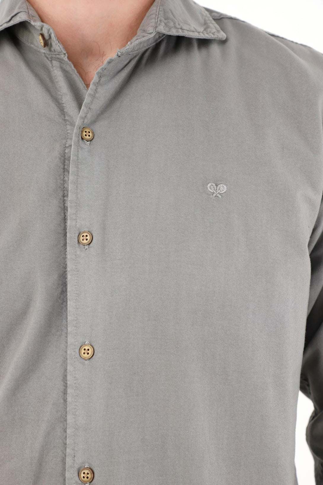 Camisa manga larga gris para hombre