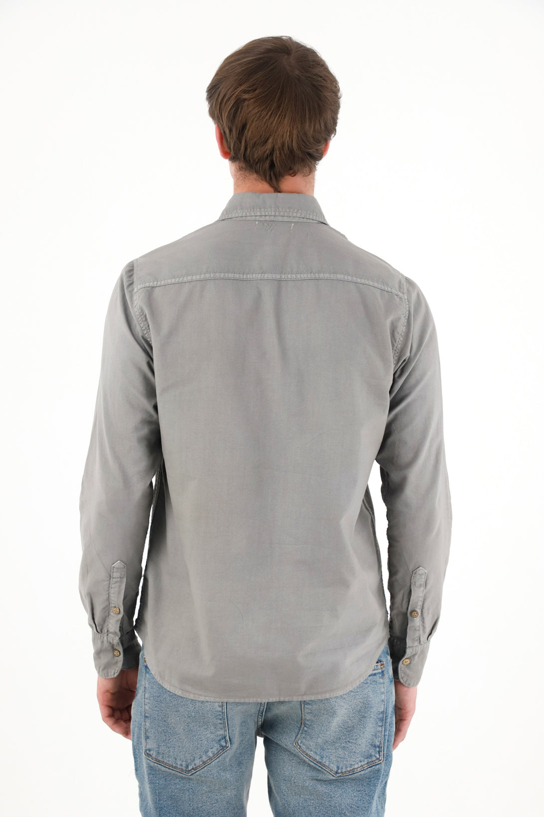 Camisa manga larga gris para hombre