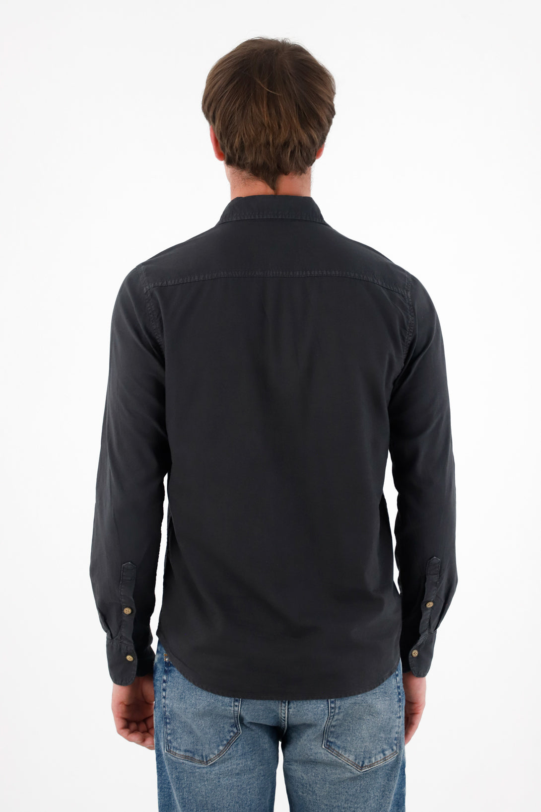 Camisa manga larga negra para hombre