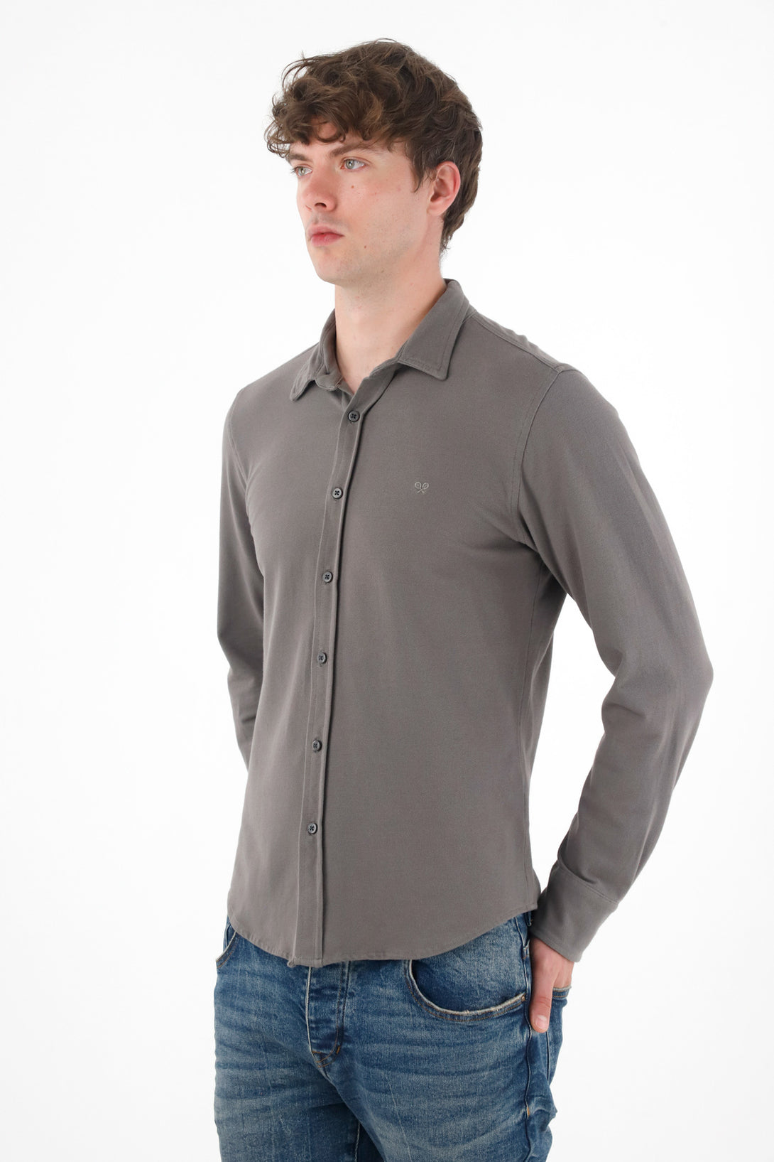 Classic Grey Knit Shirt for Men