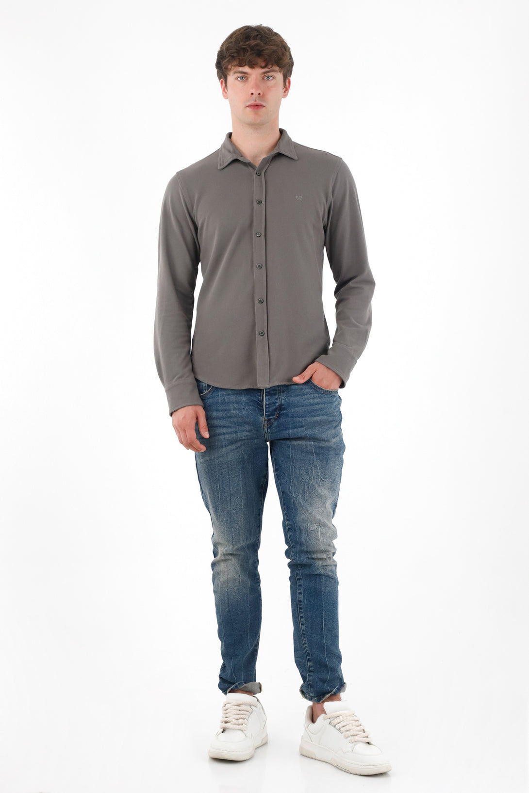 Classic Grey Knit Shirt for Men