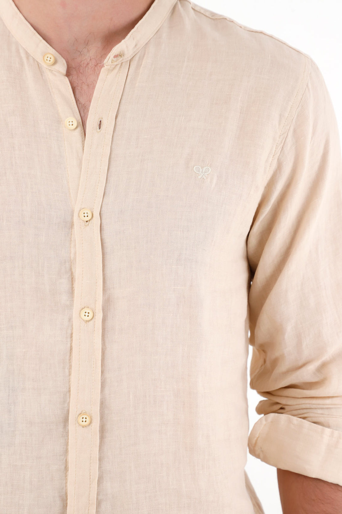 Camisa manga larga a rayas crudo para hombre