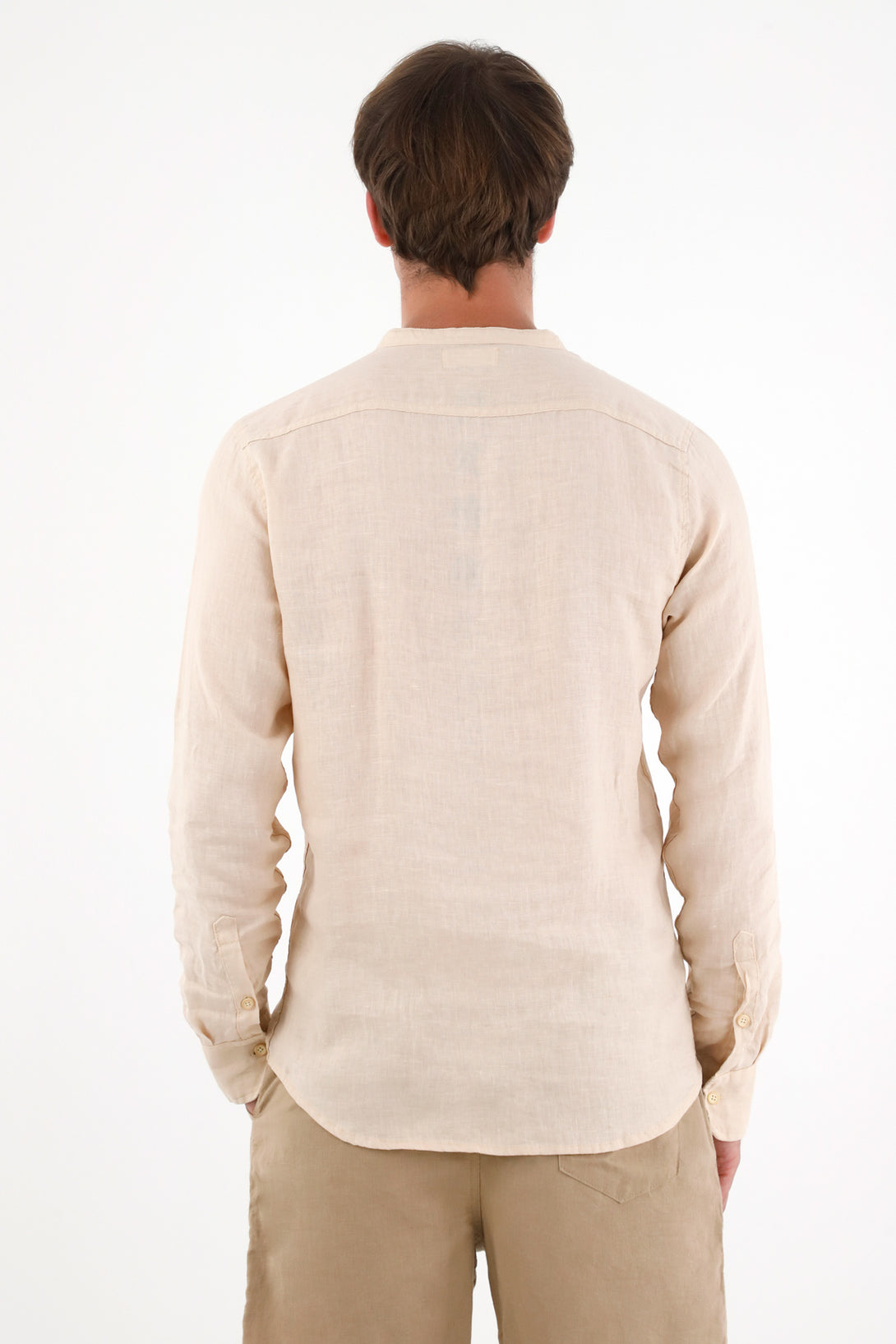 Camisa manga larga a rayas crudo para hombre