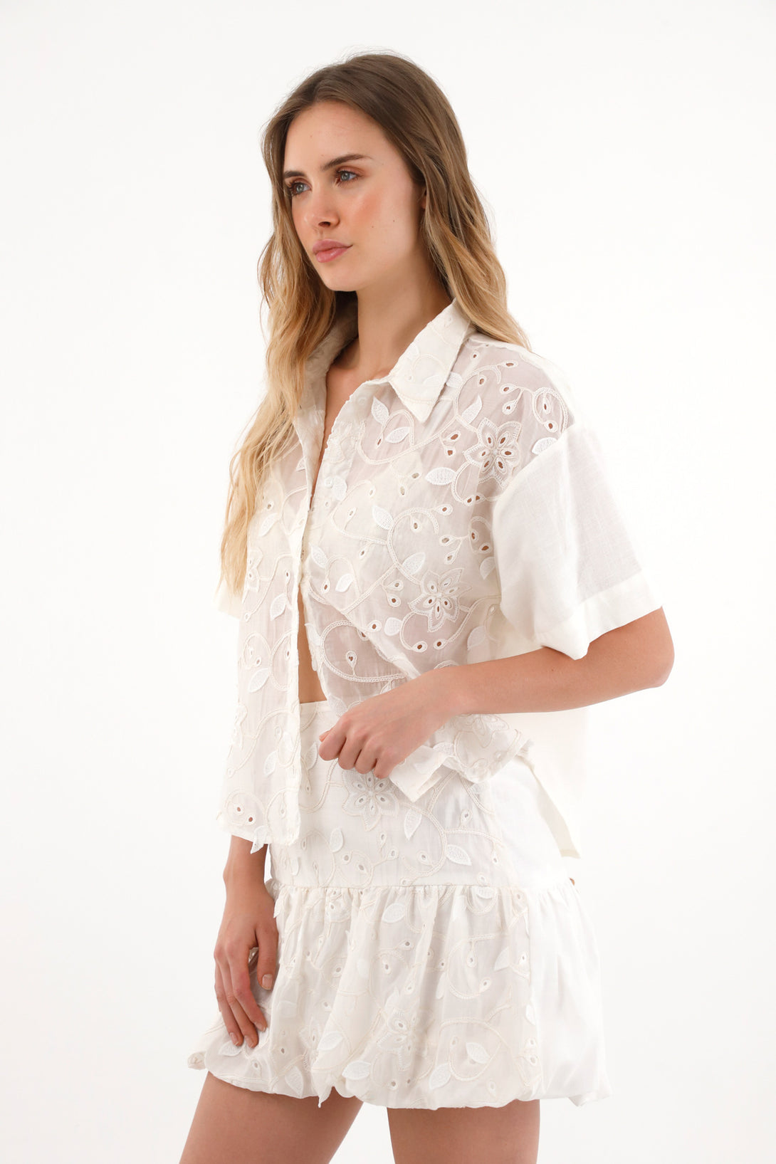 Women's Short Sleeve Embroidered Top