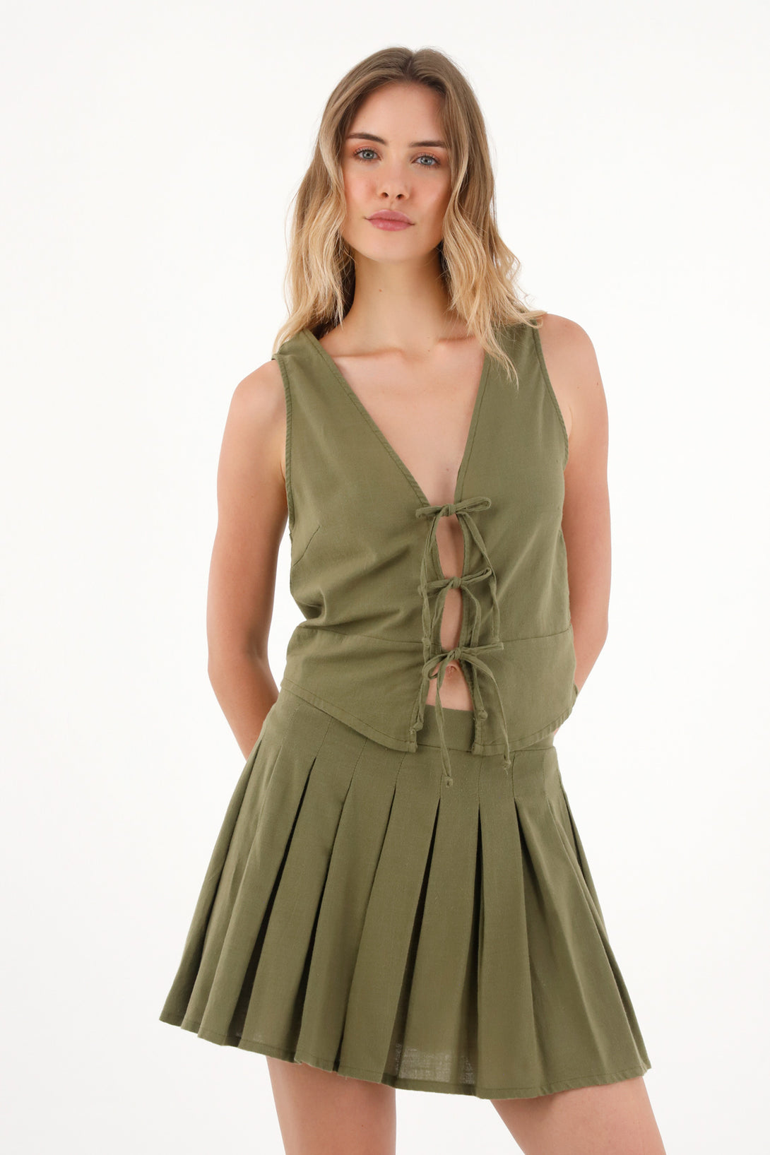 Women's Green Front Adjustable Strap Shirt