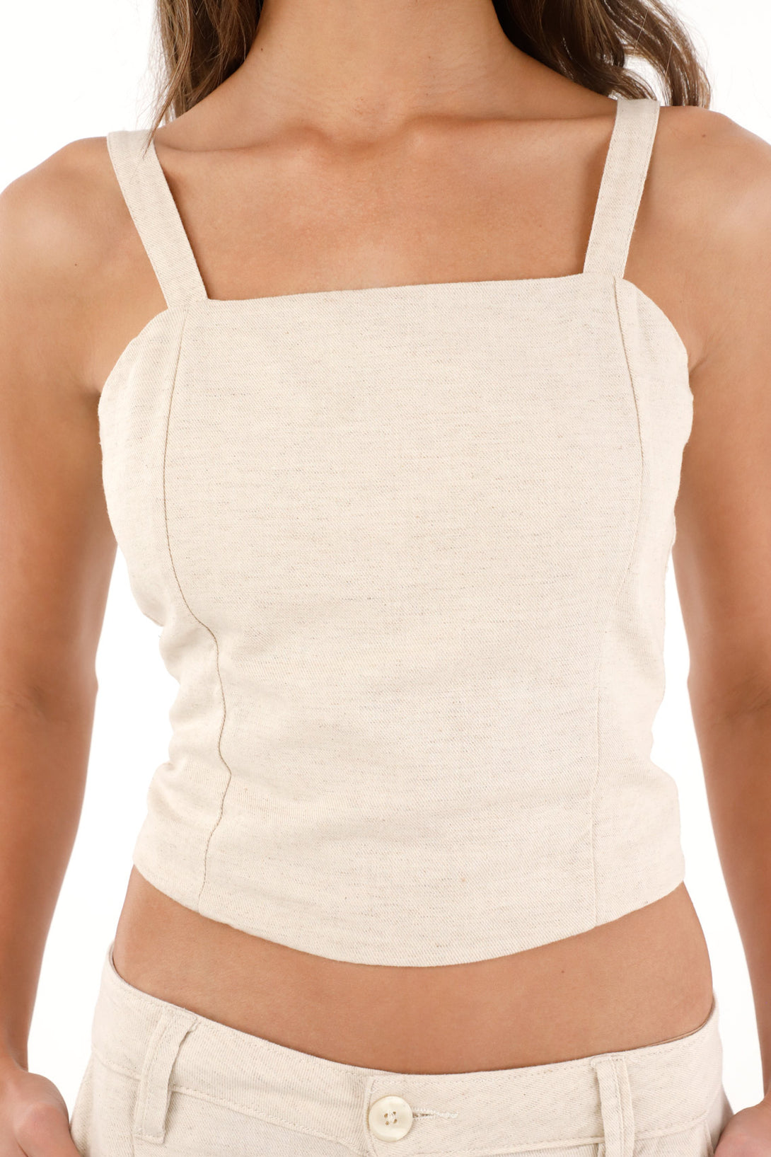 Women's Cream Crop Top with Adjustable Straps