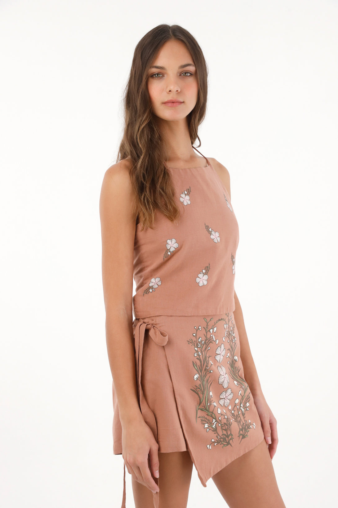 Camisa halter con estampado de flores para mujer