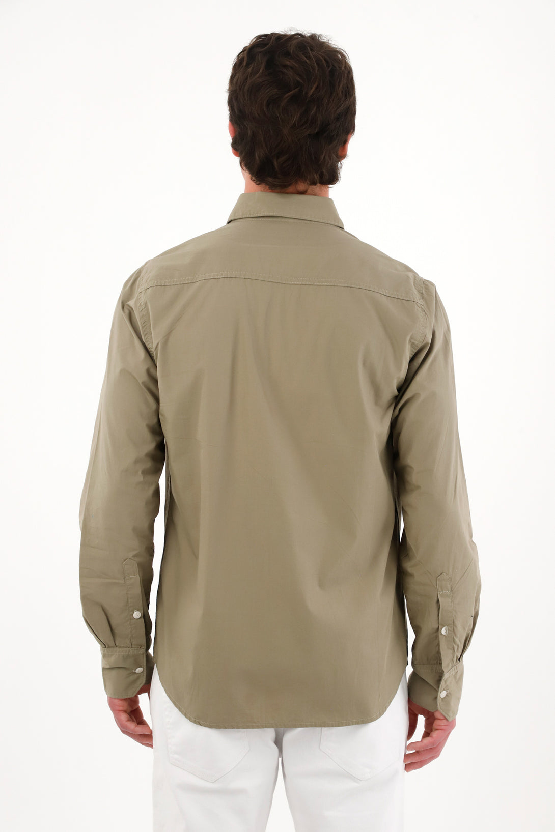 Men's Long Sleeve Green Pocket Shirt