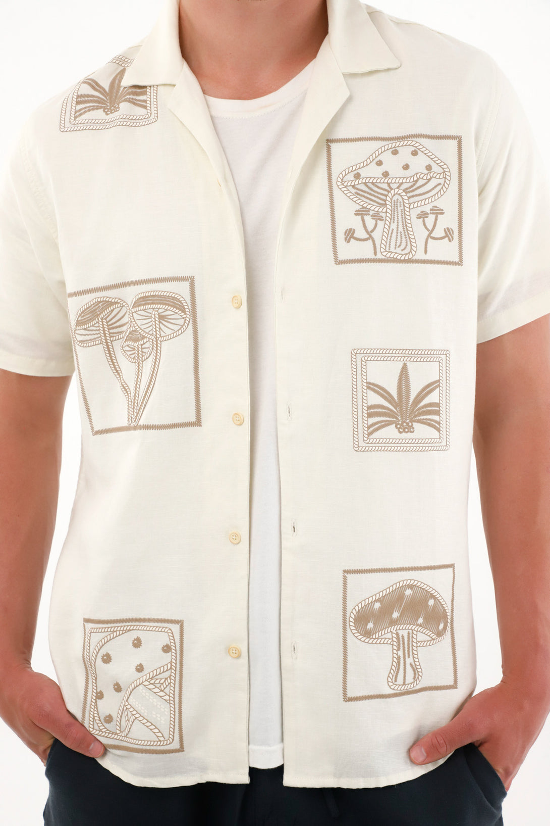 Camisa tipo bowling crudo para hombre