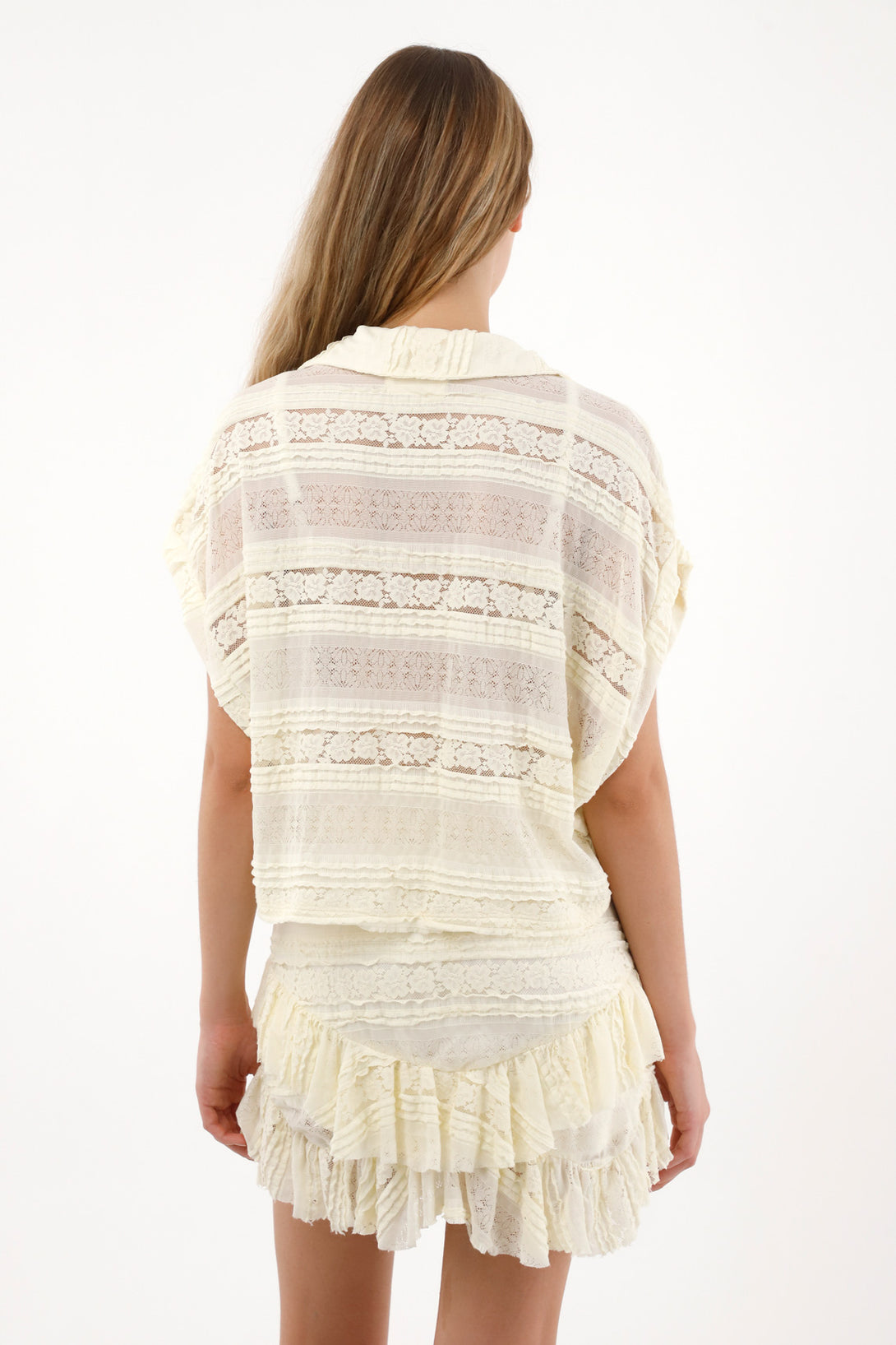 Women's Boxy Fit Textured Cream Shirt
