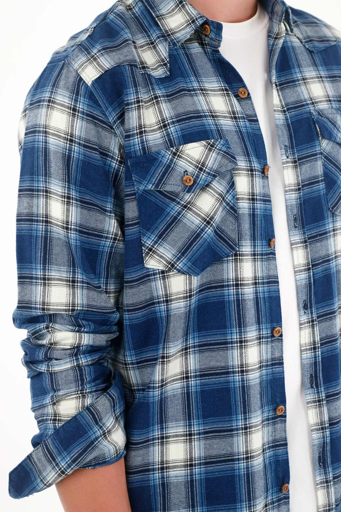 Camisa manga larga con diseño a cuadros para hombre