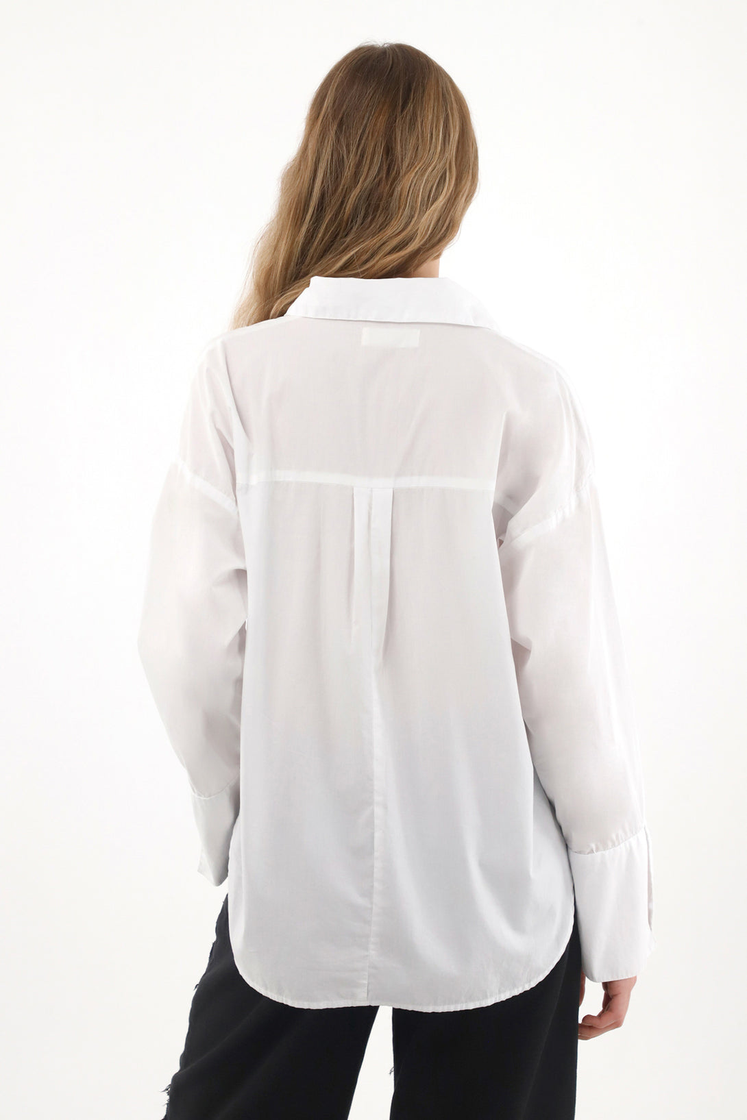 White Oversized Long Sleeve Shirt for Women