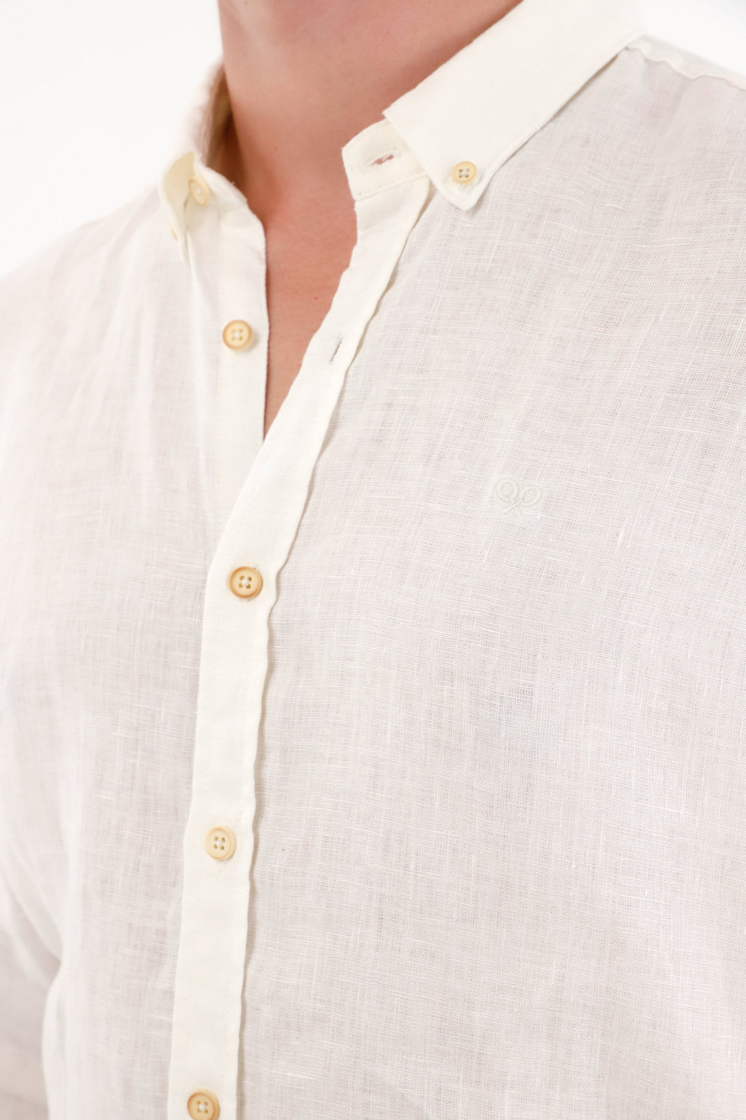 Camisa en 100% lino manga larga crudo para hombre