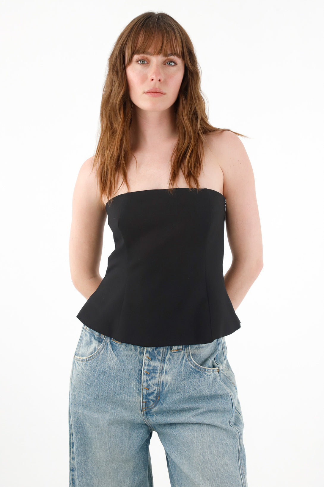 Women's Black A-Line Strapless Top