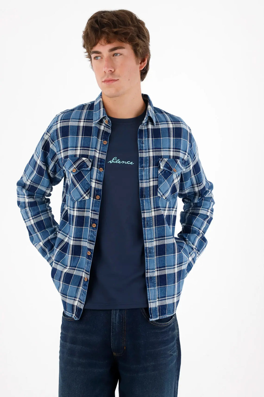 Purple Flannel Shirt with Pockets for Men