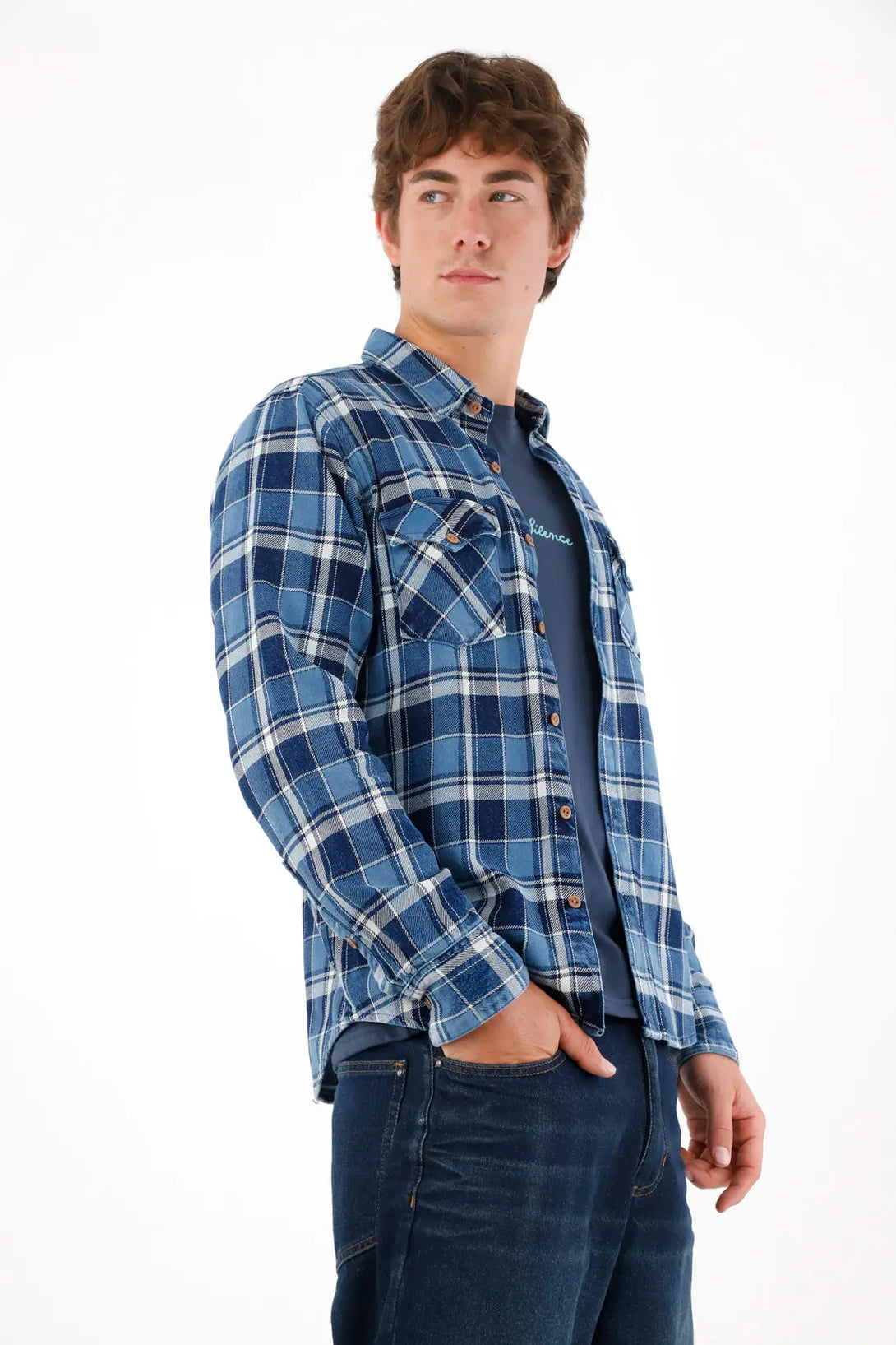 Purple Flannel Shirt with Pockets for Men