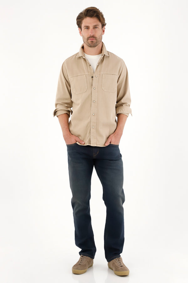 Lightweight Long Sleeve Brown Shirt for Men
