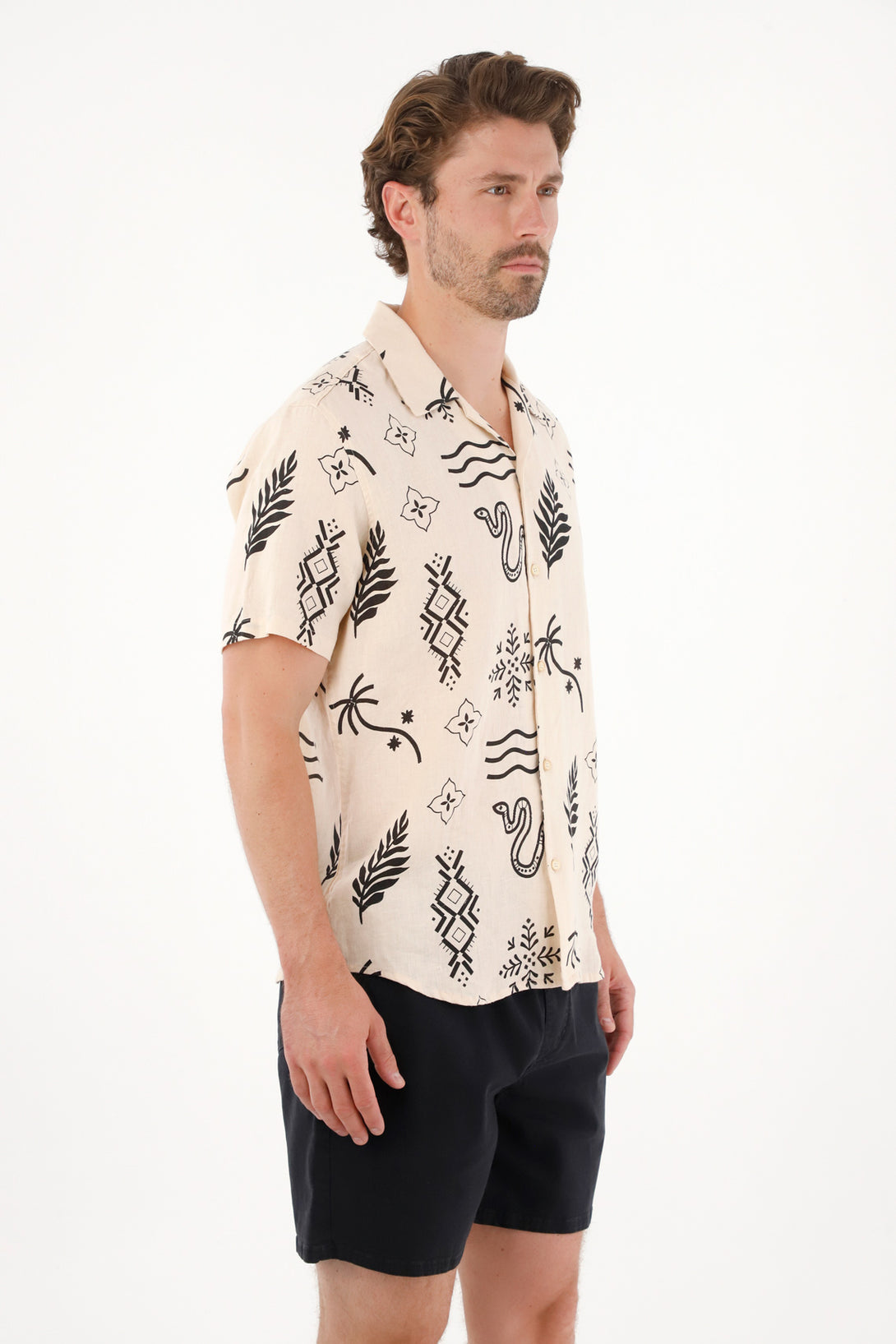 Camisa tipo bowling con estampado para hombre