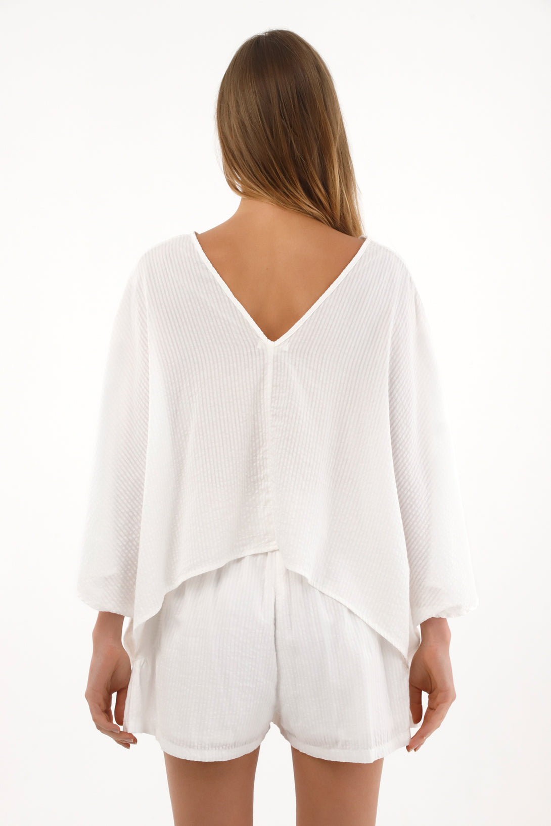 Camisa de tela con textura crudo para mujer