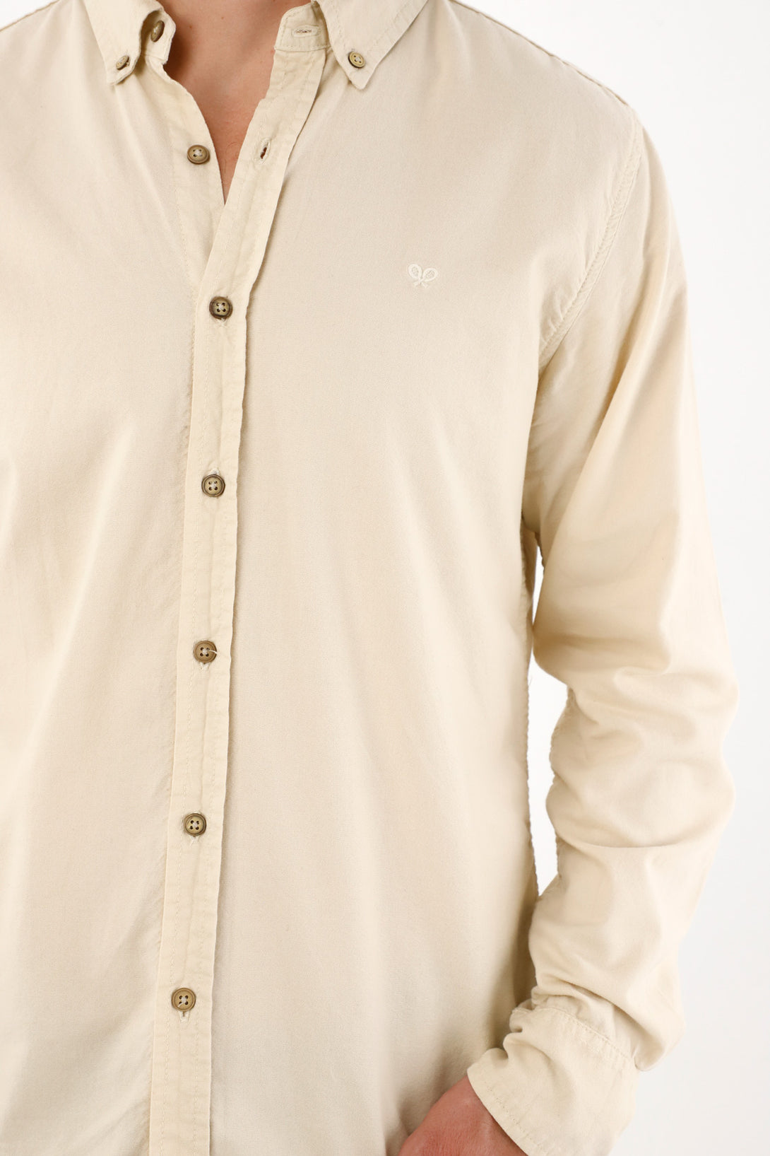 Embroidered Green Long Sleeve Shirt for Men