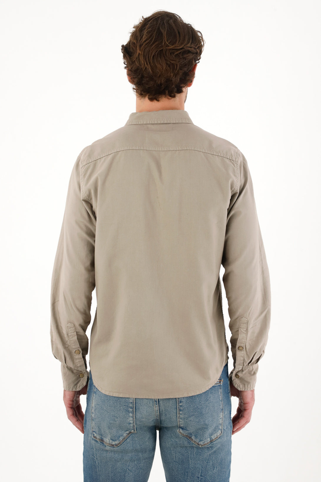 Men's Long Sleeve Gray Shirt with Embroidered Racket