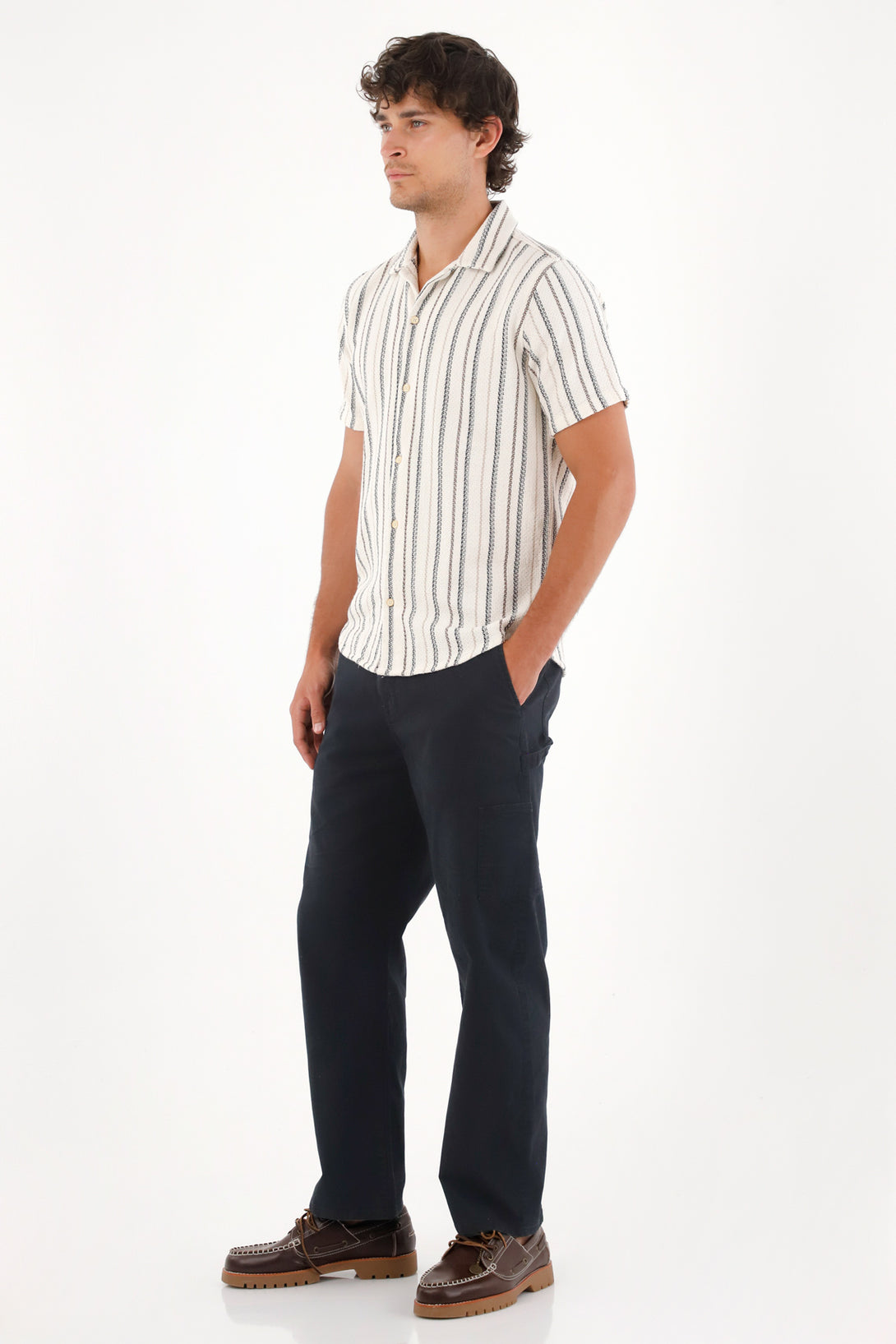 Camisa manga corta a rayas para hombre