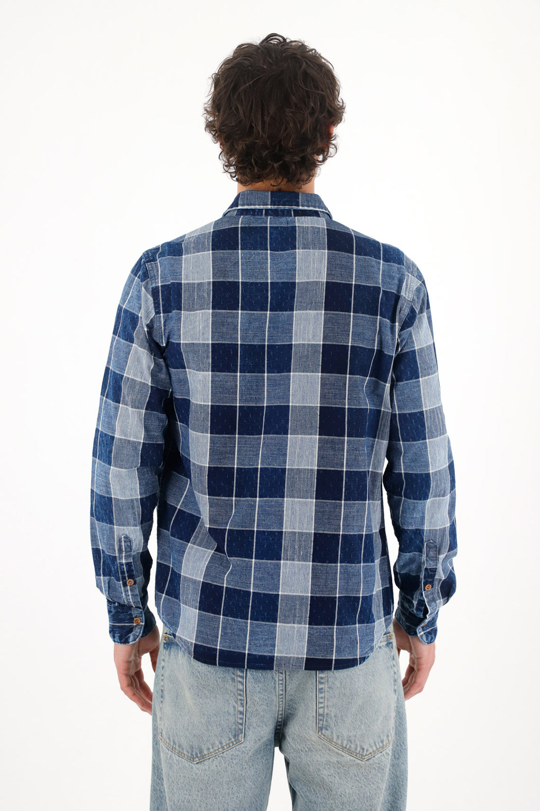 Camisa leñadora con bolsillos azul para hombre