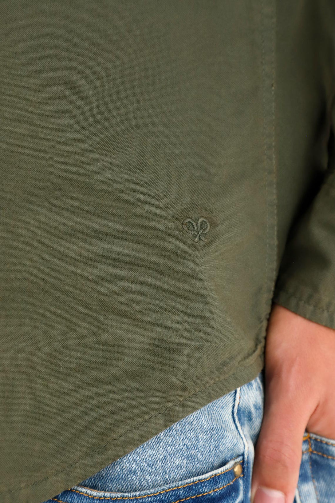 Camisa Oxford manga larga verde para hombre