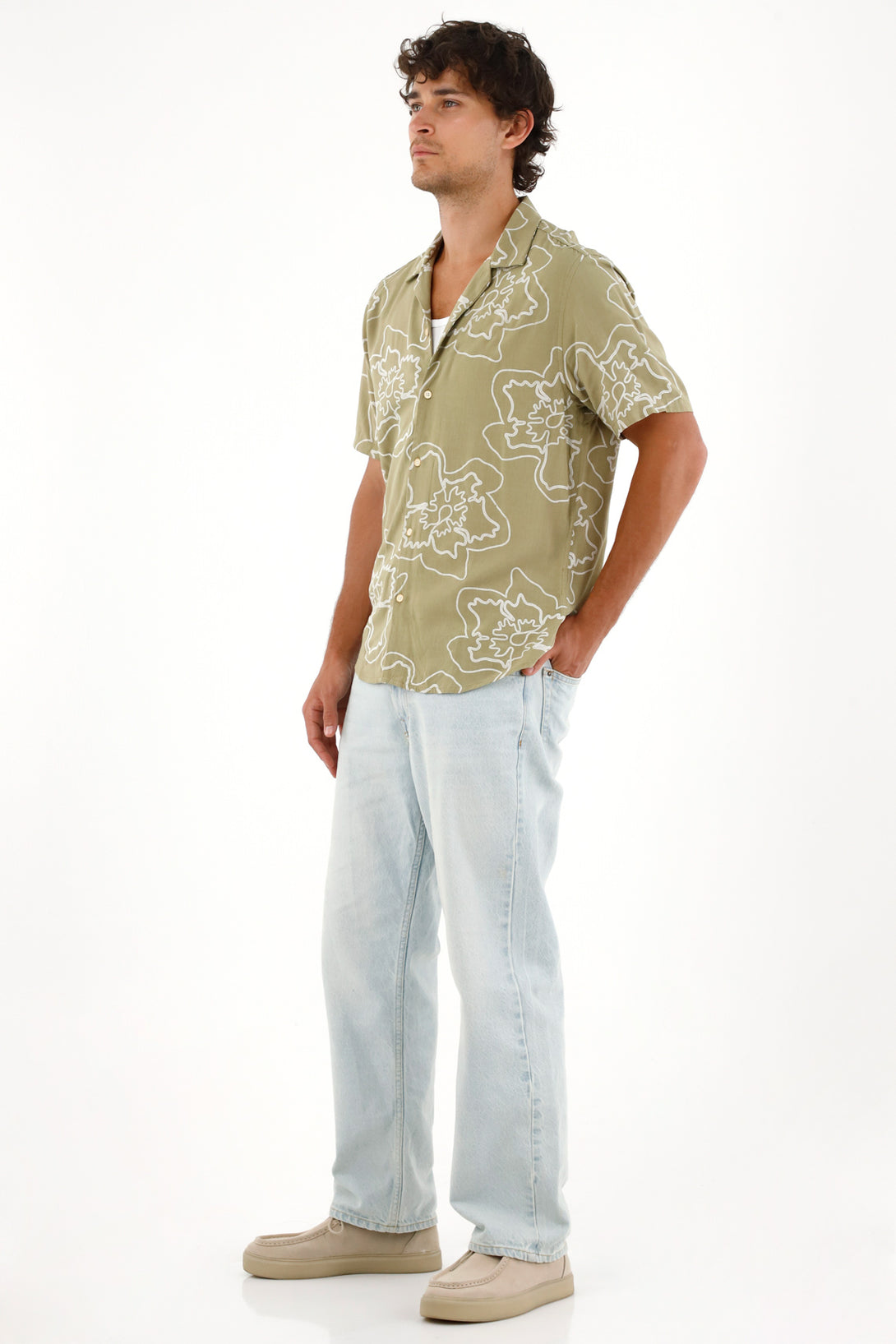 Camisa tipo bowling estampada para hombre