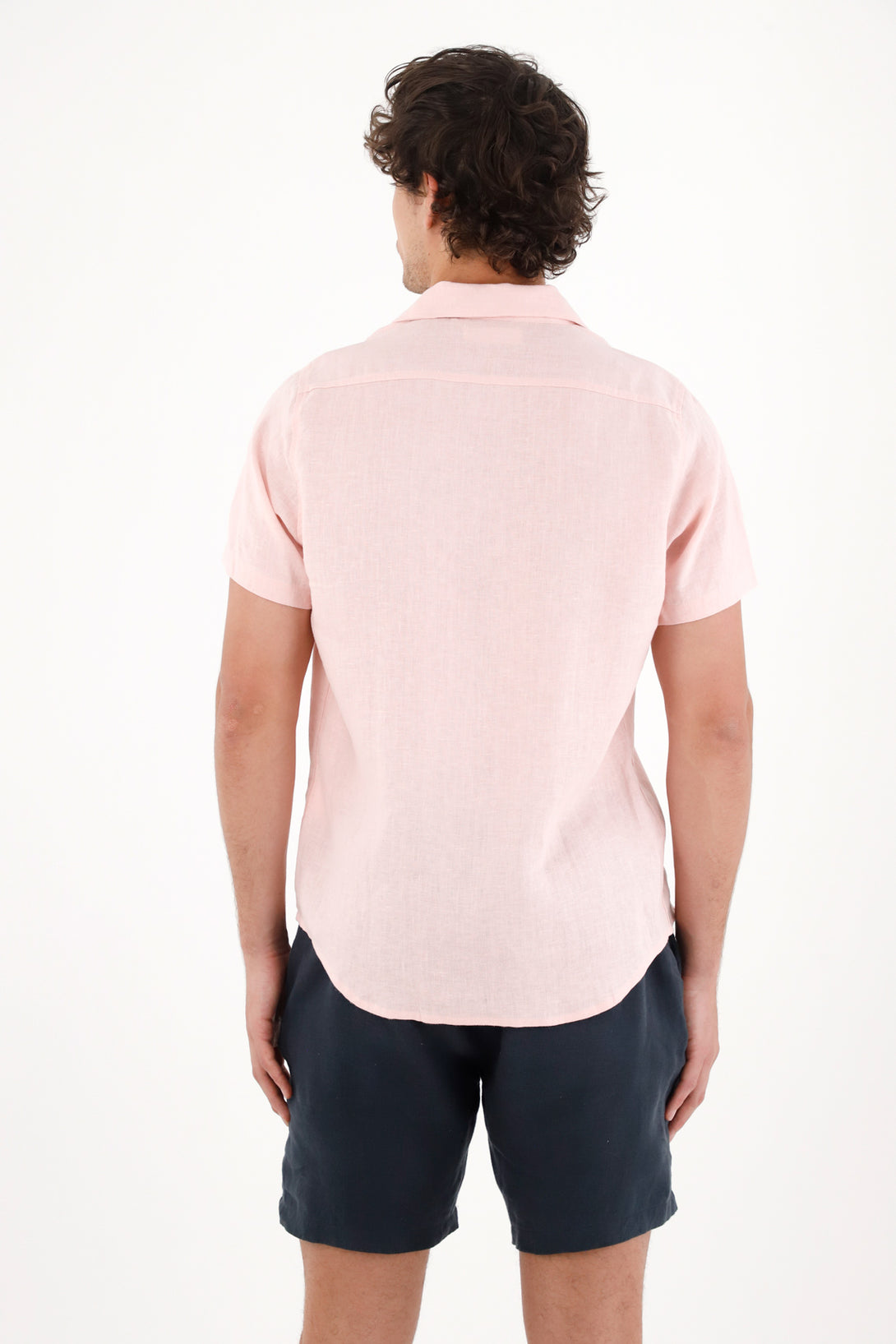 Camisa en 100% lino rosada para hombre