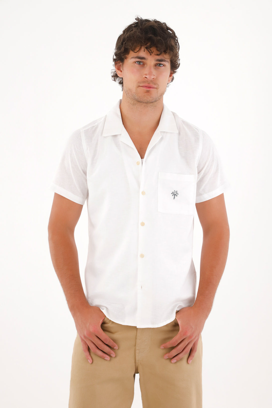 Camisa en 100% lino blanca para hombre