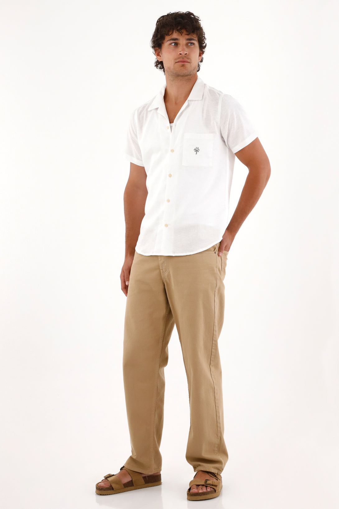 Camisa en 100% lino blanca para hombre