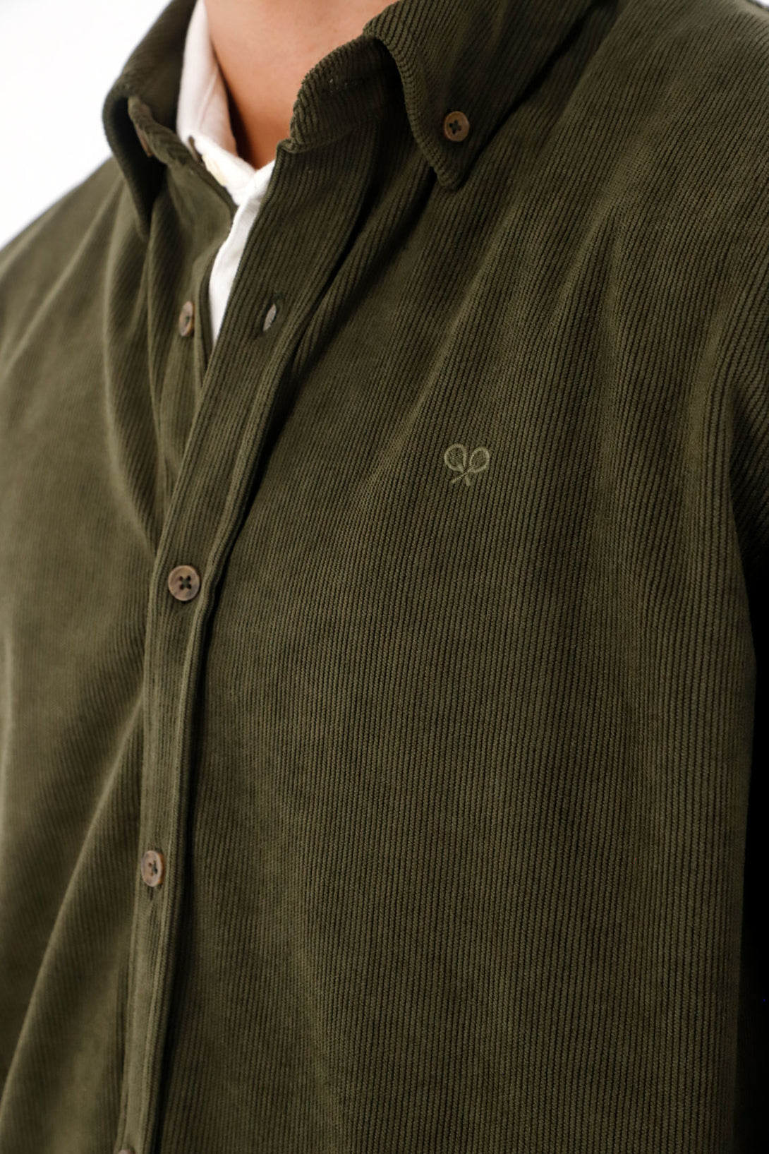 Camisa con textura tipo corduroy verde para hombre