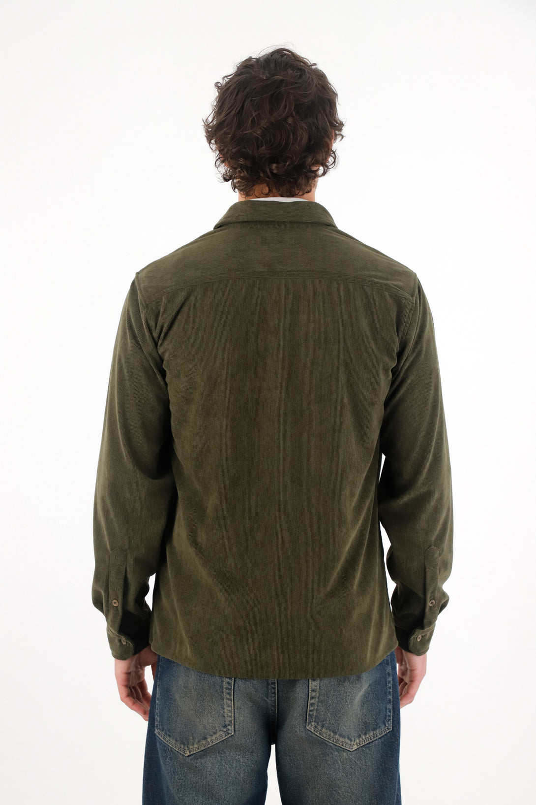 Camisa con textura tipo corduroy verde para hombre